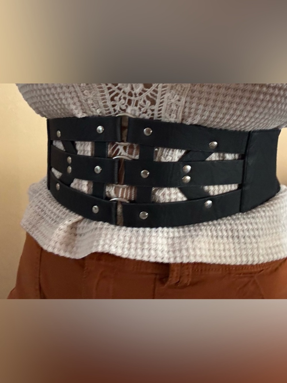 Goth core Torrid Black Leather women’s Wide Waist Belt -